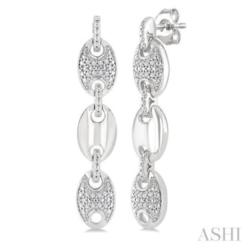 1/10 Ctw Mariner Link Single Cut Diamond Fashion Earrings in Sterling Silver